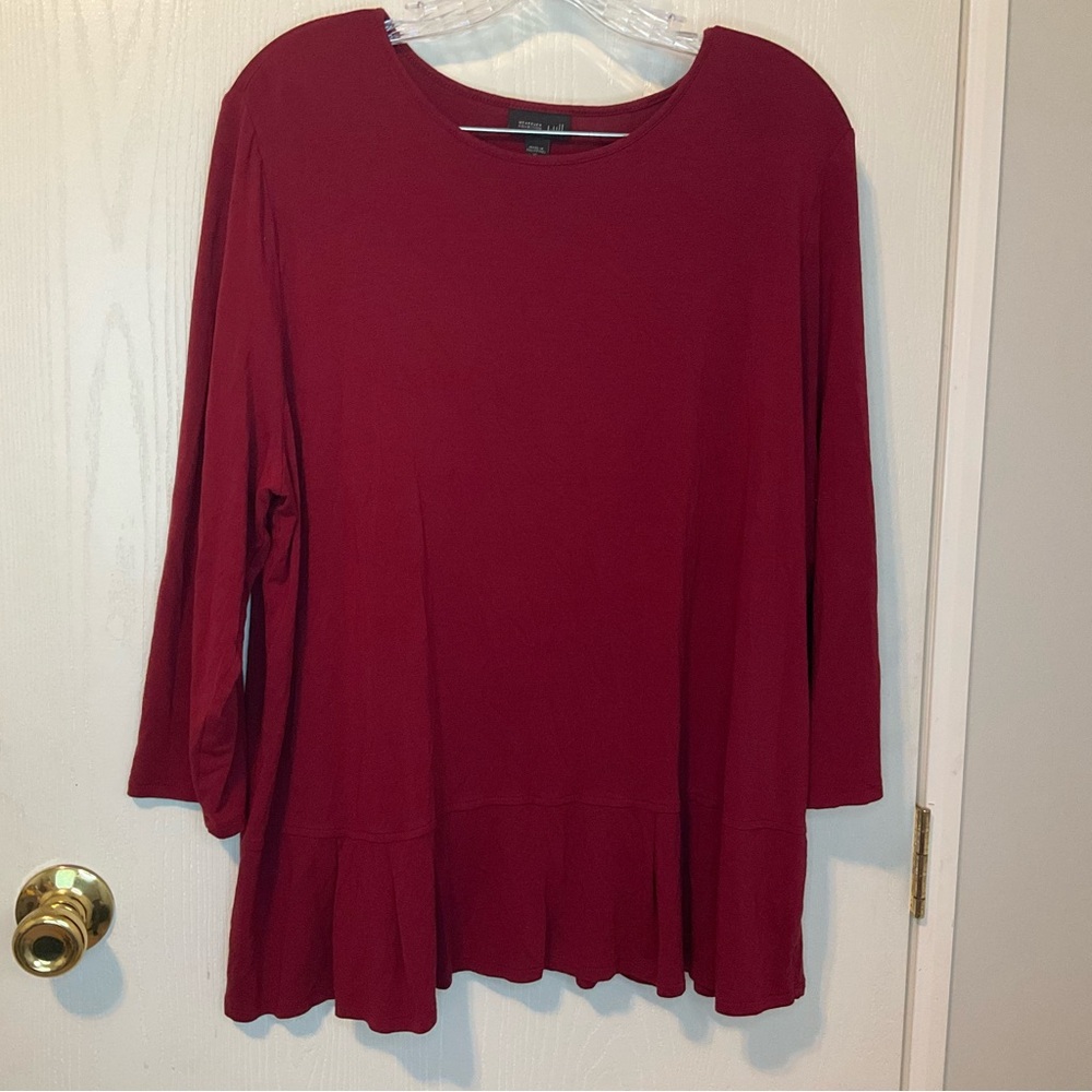 J. Jill Wearever Collection Women's Red 3/4 Sleeve Top Size XL